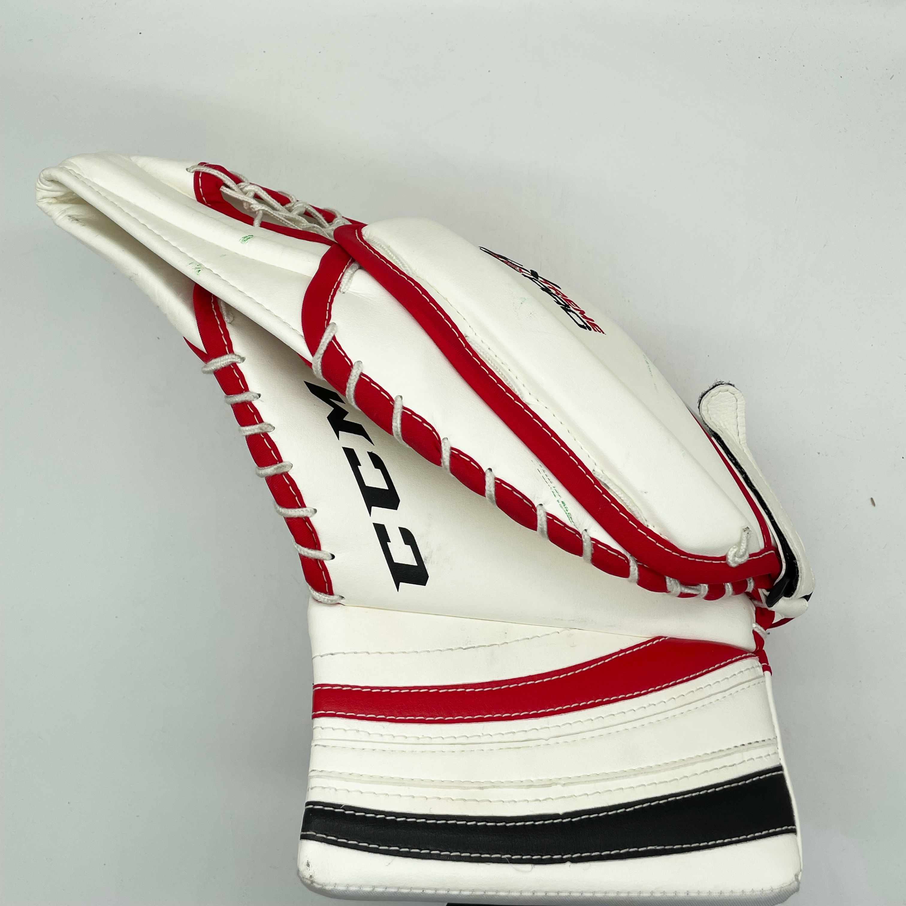 CCM Extreme Flex Pro - Gant de gardien de but Pro Stock d'occasion (blanc/rouge)